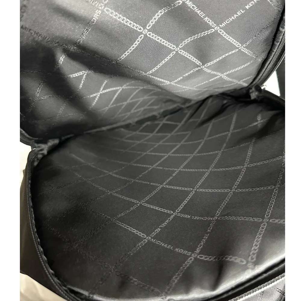 Michael Kors Brooklyn Large Backpack Black/Silver Hardware Chic School‎ MK